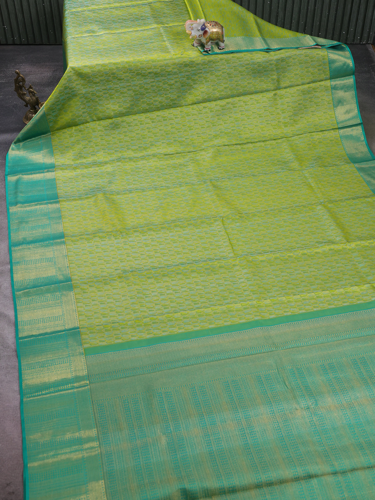 Lime -Emerald Pure Kanchipuram Silk Saree