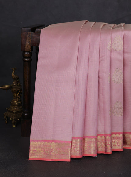 Pastel Pink-Gazri Pure Kanchipuram Silk Saree