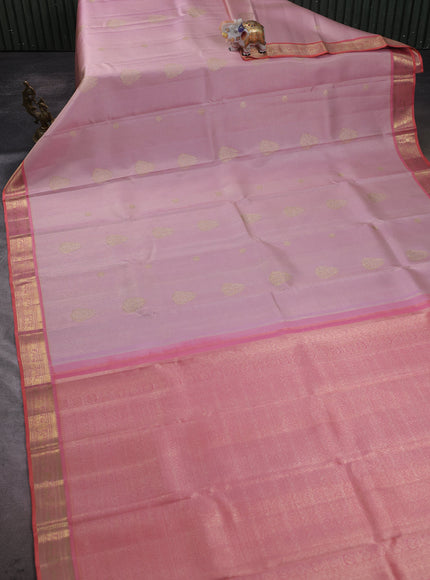 Pastel Pink-Gazri Pure Kanchipuram Silk Saree