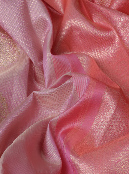 Pastel Pink-Gazri Pure Kanchipuram Silk Saree