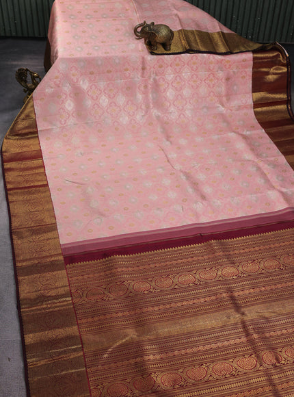 Peach-Brown Pure Kanchipuram Silk Saree