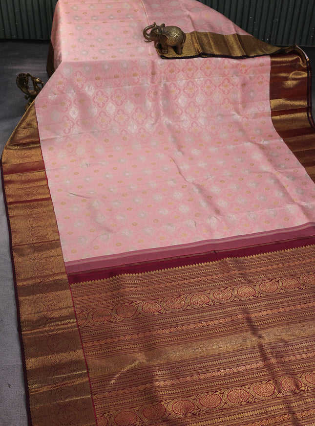 Peach-Brown Pure Kanchipuram Silk Saree
