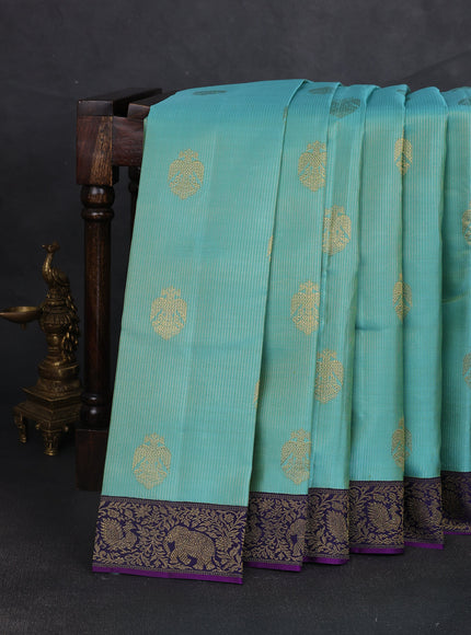 Shark Teal-Blue Pure Kanchipuram Silk Saree