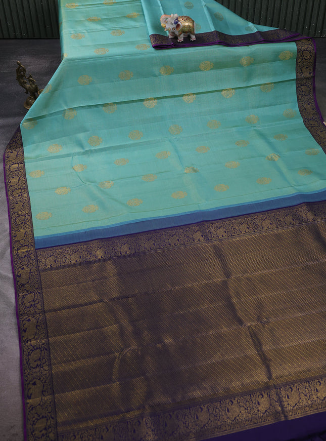 Shark Teal-Blue Pure Kanchipuram Silk Saree