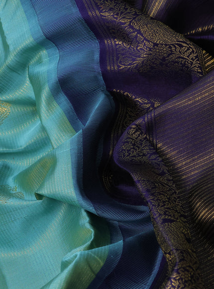 Shark Teal-Blue Pure Kanchipuram Silk Saree