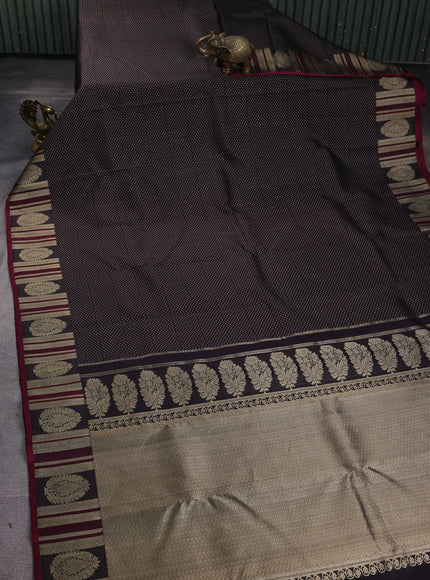 Dark Brown Pure Kanchipuram Silk Saree