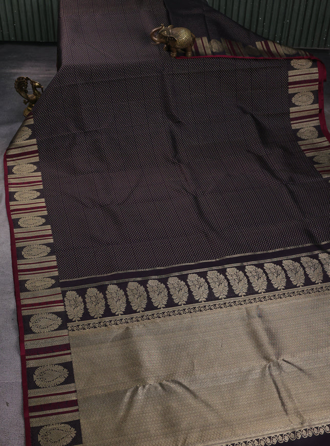 Dark Brown Pure Kanchipuram Silk Saree