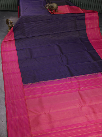 Navy Blue-Pink Pure Kanchipuram Silk Saree