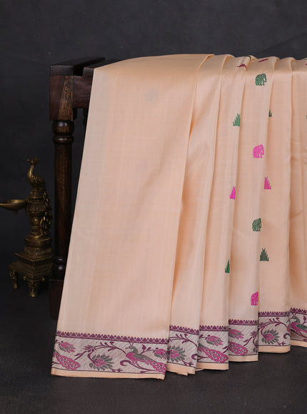 Peach Pure Kanchipuram Silk Saree