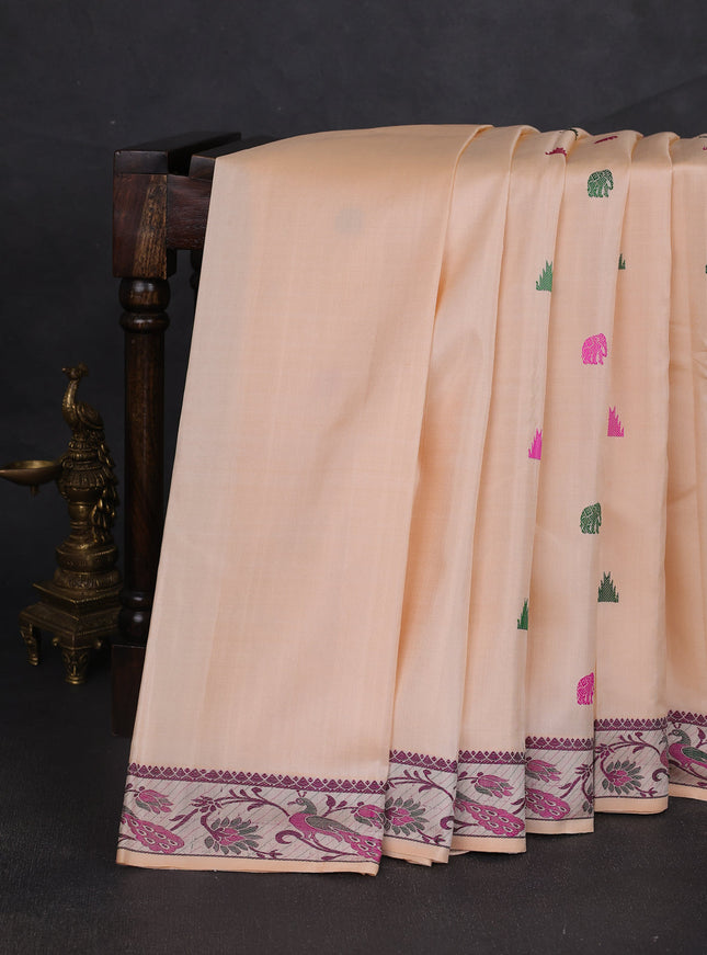Peach Pure Kanchipuram Silk Saree