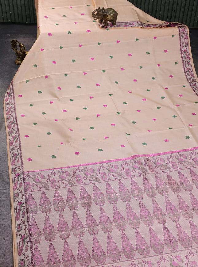 Peach Pure Kanchipuram Silk Saree