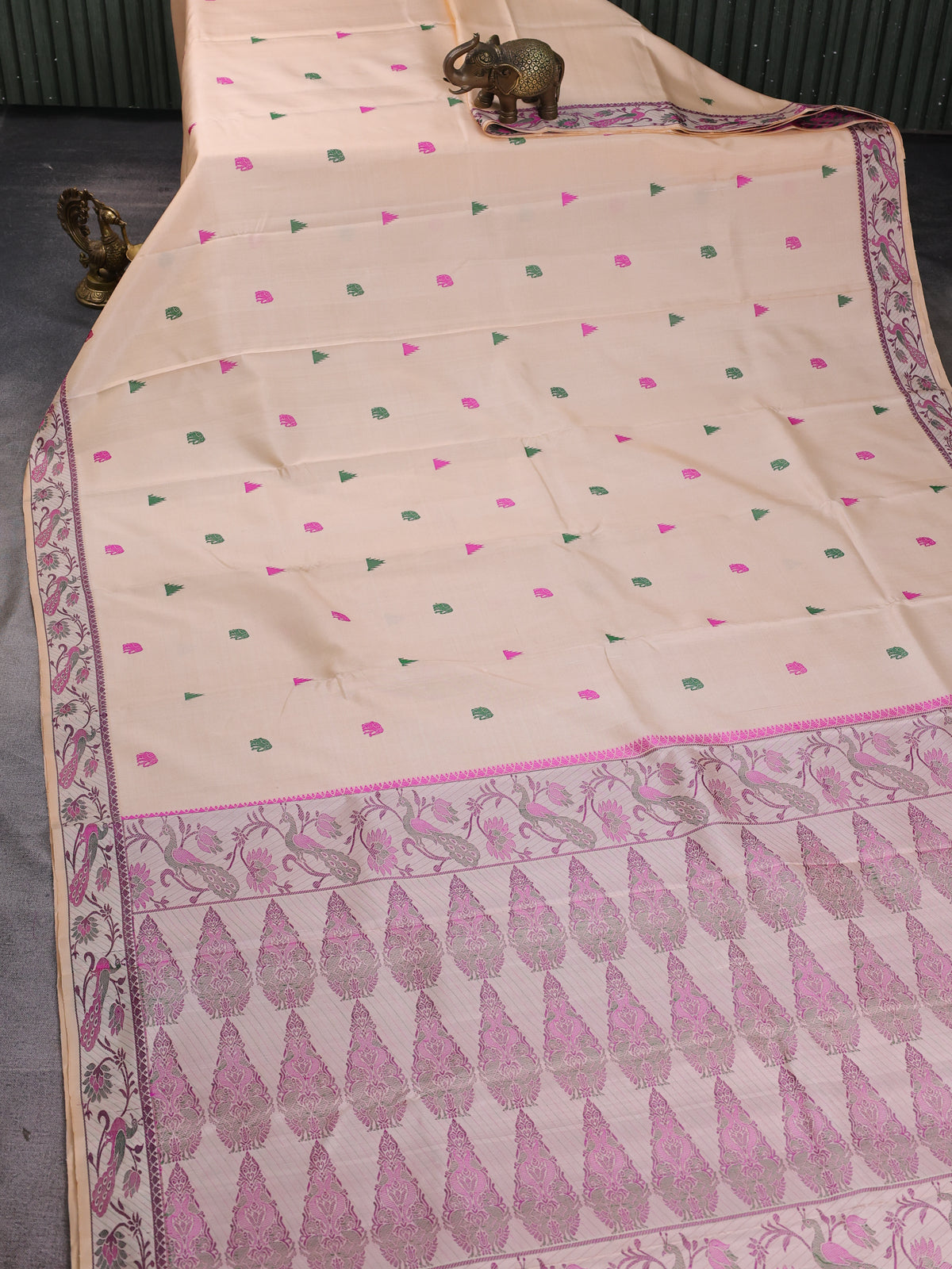 Peach Pure Kanchipuram Silk Saree
