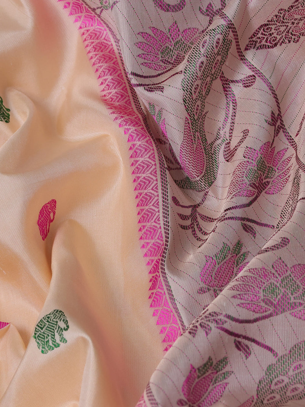 Peach Pure Kanchipuram Silk Saree