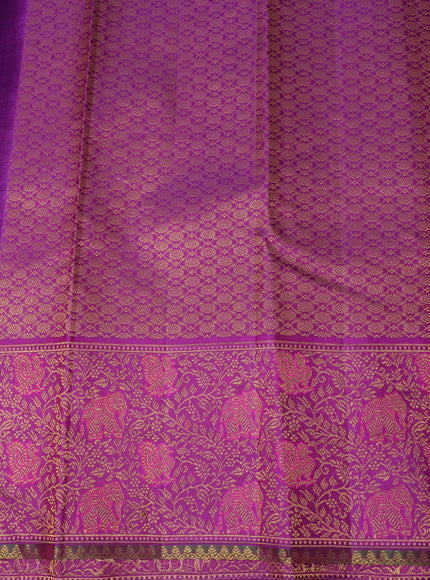 Orange-Purple Pure Kanchipuram Silk Saree