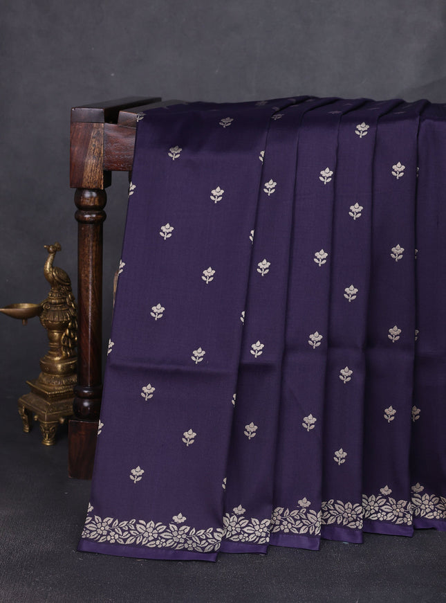 Navy Blue Banarasi Silk Saree