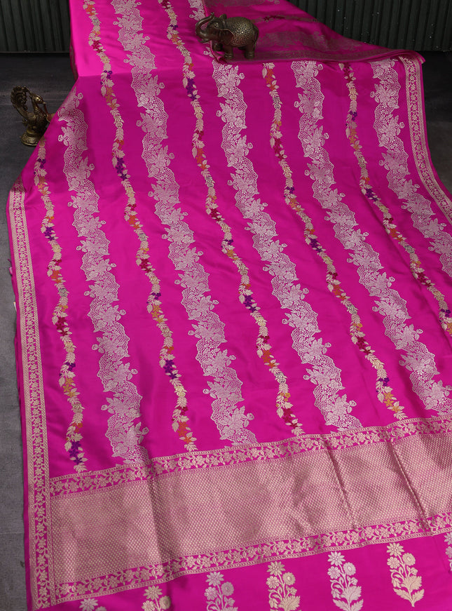 Candy Pink Banarasi Silk Saree