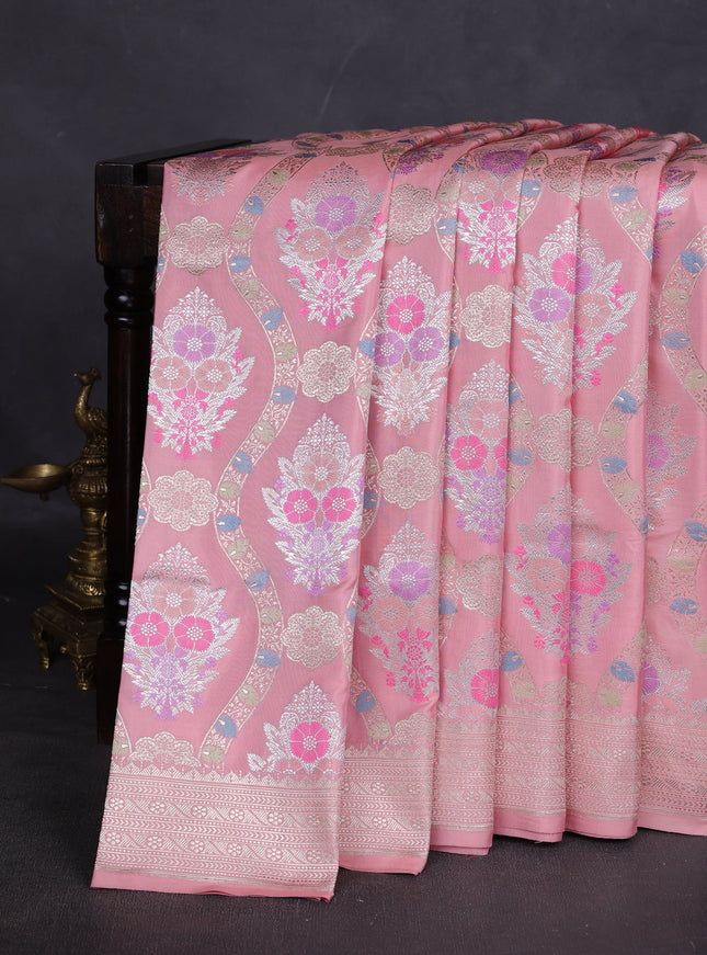 Peach Banarasi Silk Saree