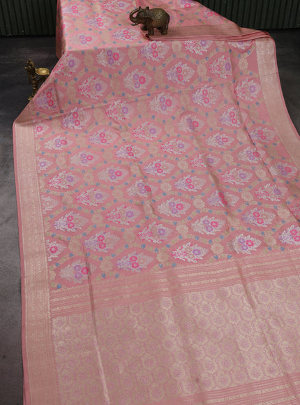 Peach Banarasi Silk Saree