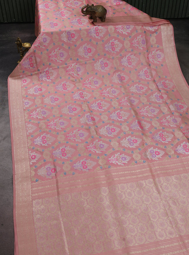 Peach Banarasi Silk Saree