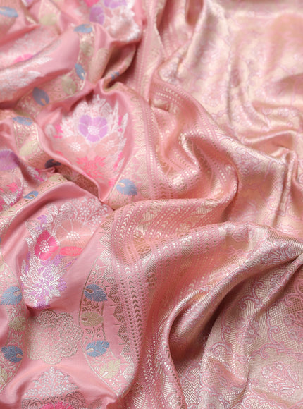 Peach Banarasi Silk Saree