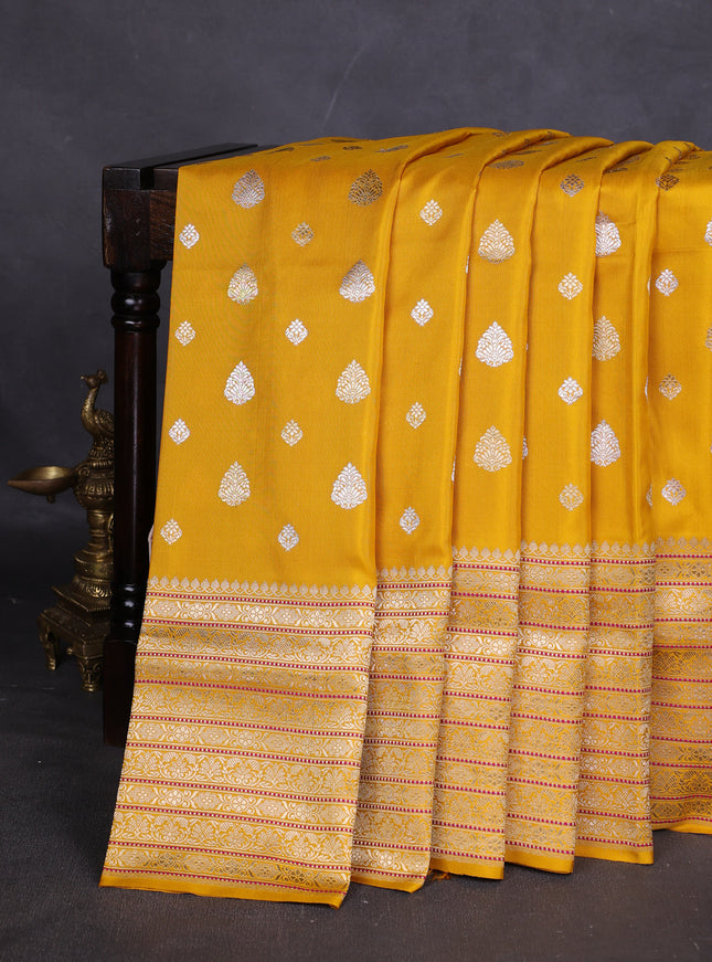 Mustard Yellow Banarasi Silk Saree