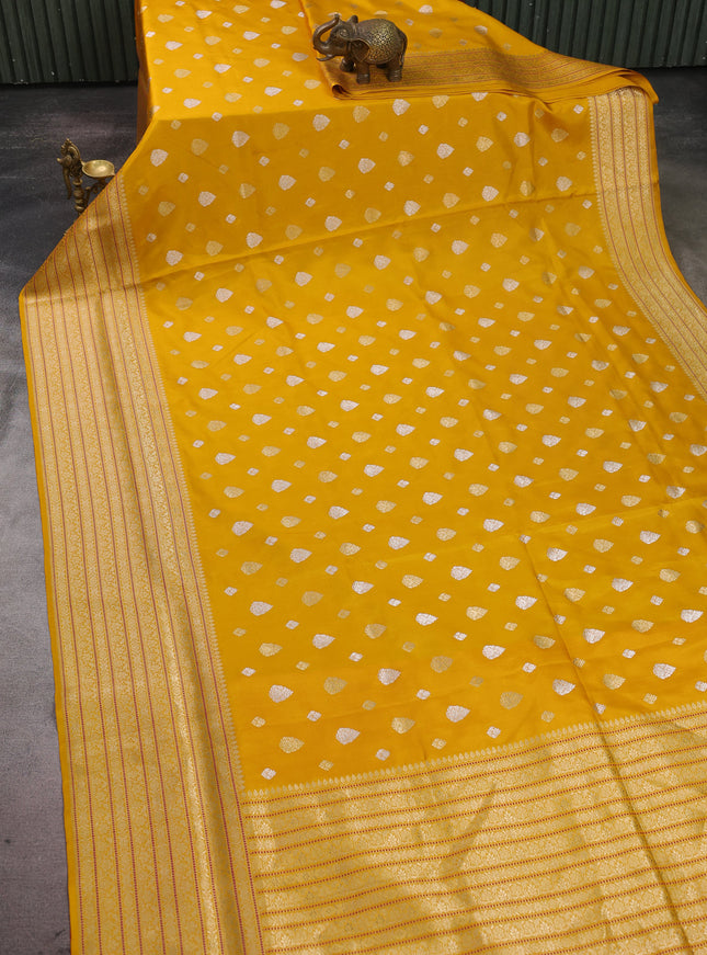 Mustard Yellow Banarasi Silk Saree