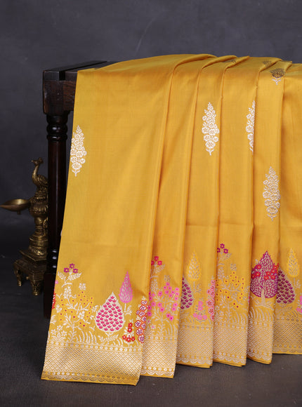 Yellow Banarasi Silk Saree