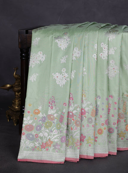 Pista Green Banarasi Silk Saree