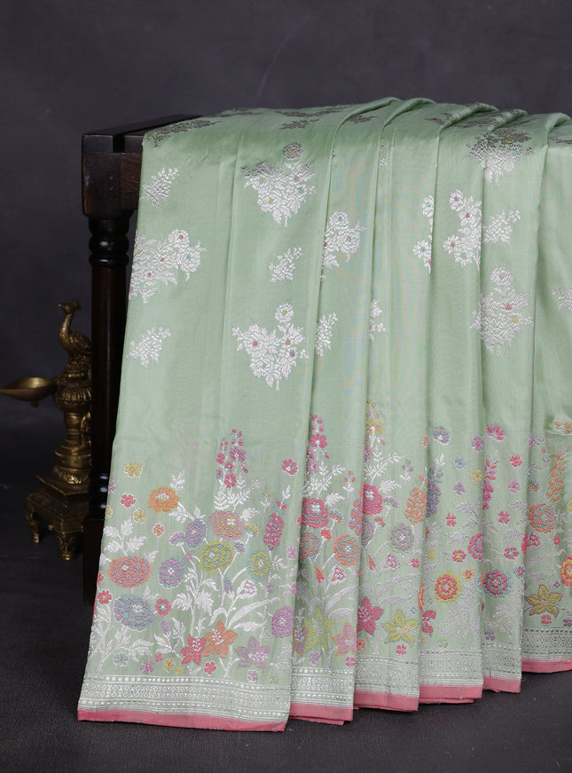 Pista Green Banarasi Silk Saree