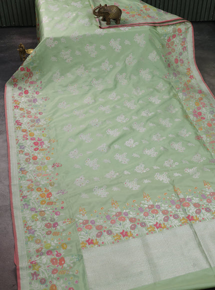 Pista Green Banarasi Silk Saree