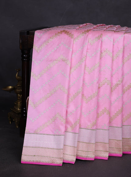 Light Pink Banarasi Silk Saree