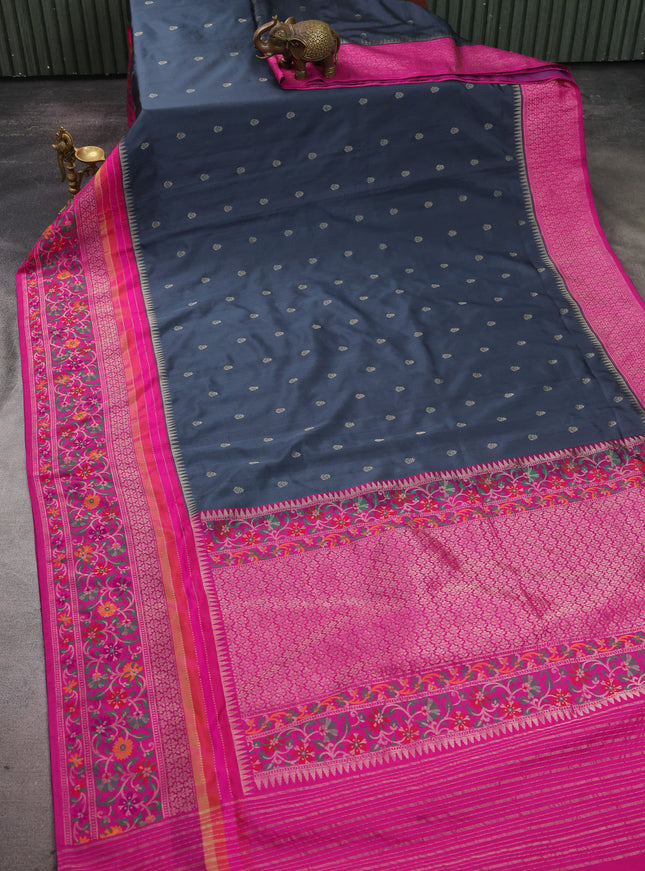 Grey Banarasi Silk Saree