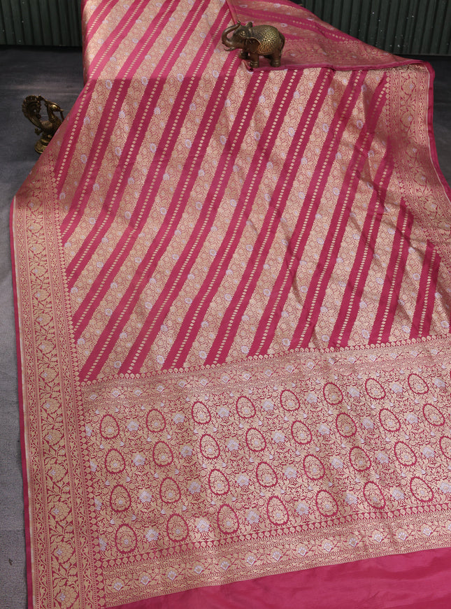 Dark Peach Banarasi Silk Saree