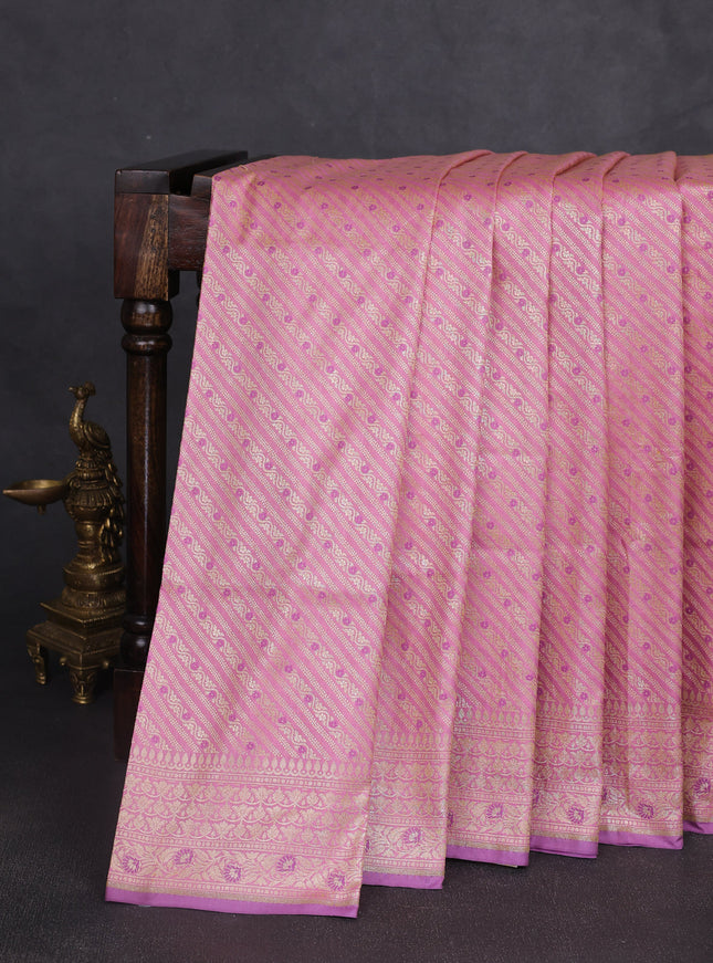 Light Pink - Lilac Banarasi Silk Saree