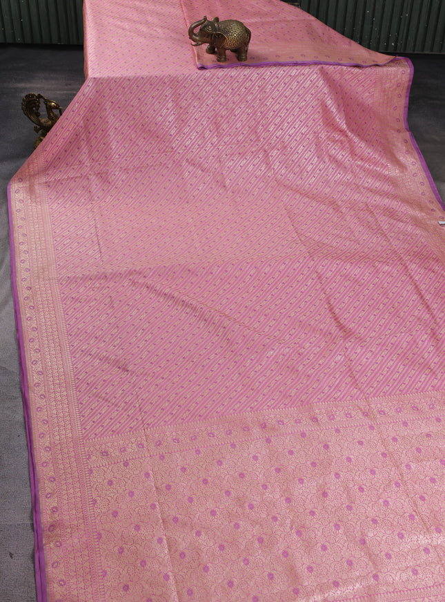 Light Pink - Lilac Banarasi Silk Saree