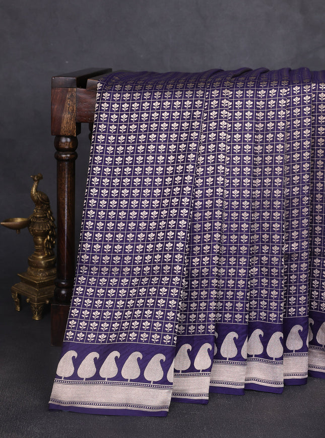 Navy Blue Banarasi Silk Saree