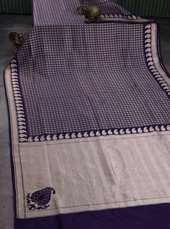 Navy Blue Banarasi Silk Saree