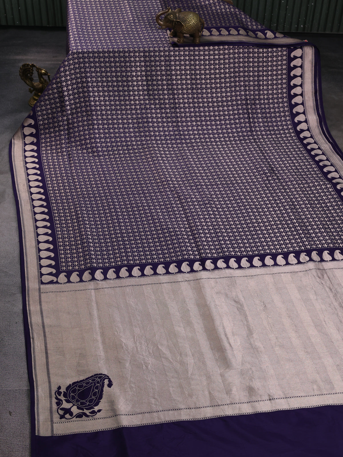 Navy Blue Banarasi Silk Saree