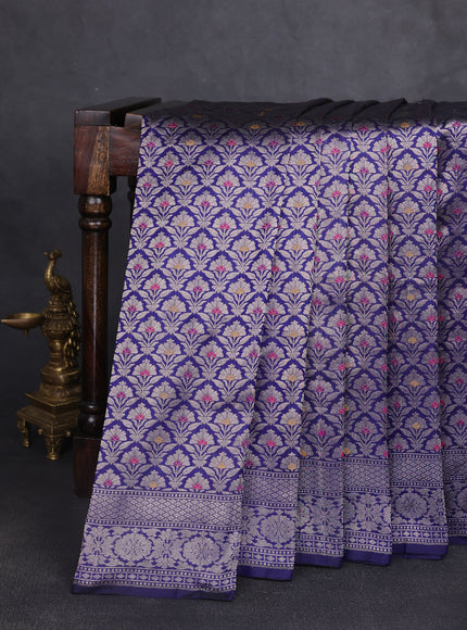Dark Blue Banarasi Fekwa Silk Saree