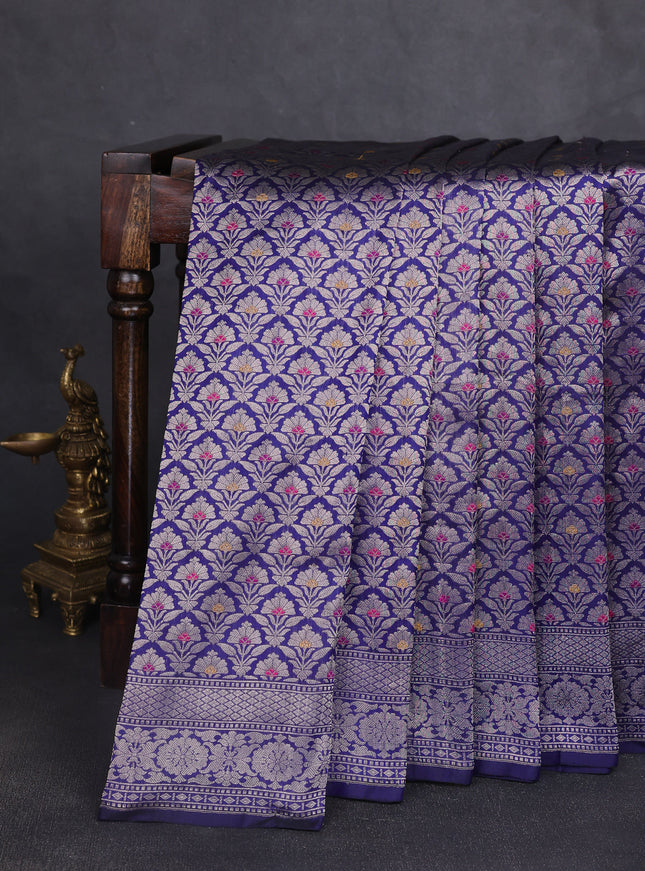 Dark Blue Banarasi Silk Saree