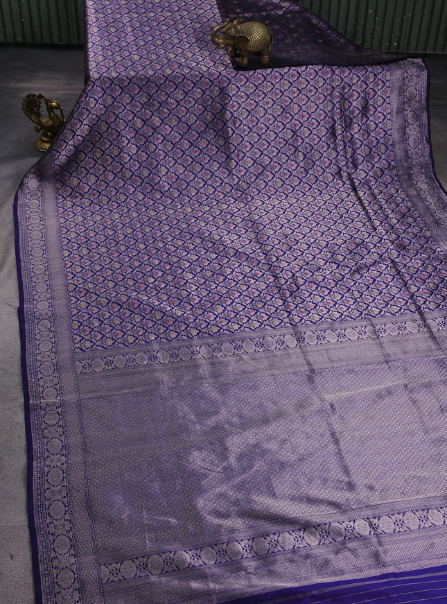 Dark Blue Banarasi Silk Saree