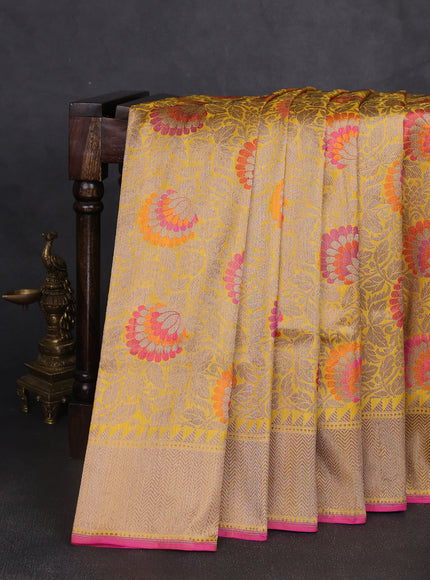 Yellow Banarasi Fekwa Silk Saree