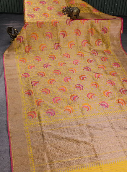 Yellow Banarasi Fekwa Silk Saree