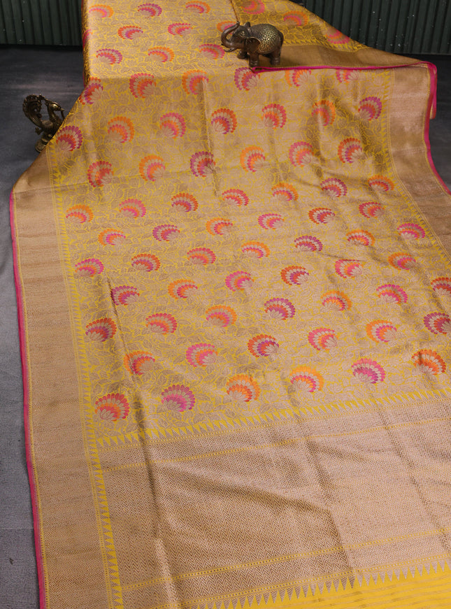 Yellow Banarasi Silk Saree