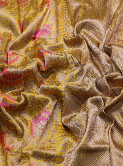 Yellow Banarasi Fekwa Silk Saree