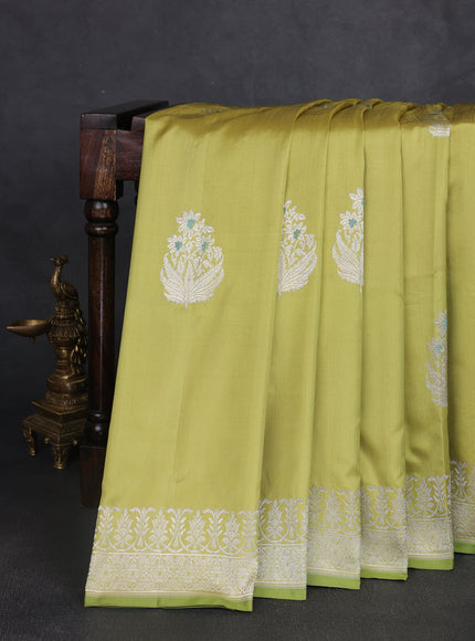 Lime Green Banarasi Fekwa Silk Saree