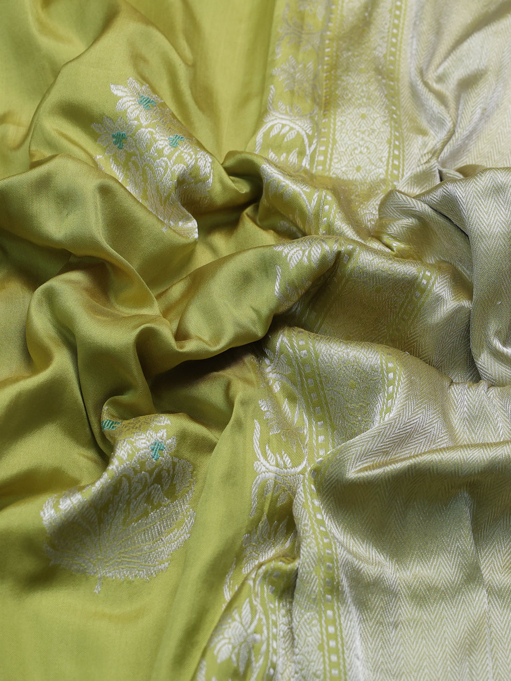Lime Green Banarasi Silk Saree