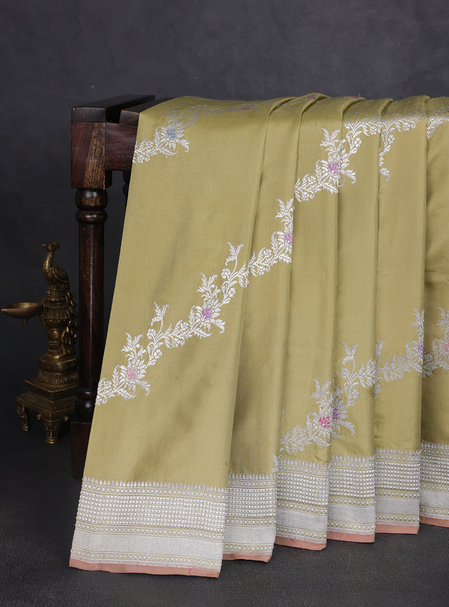 Sandal Banarasi Silk Saree