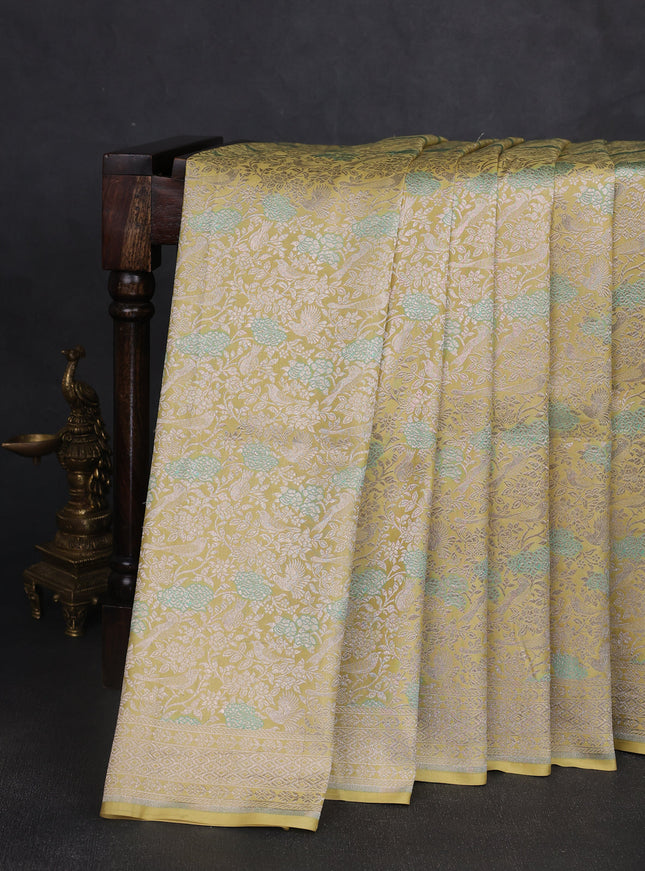 Pale Yellow Banarasi Silk Saree