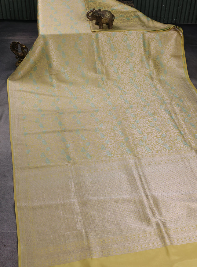 Pale Yellow Banarasi Silk Saree